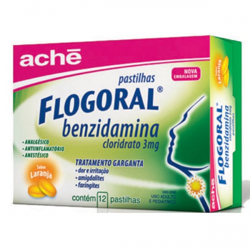 Thumbnail de FLOGORAL PASTILHA SABOR LARANJA CAIXA COM 12 UNIDADES