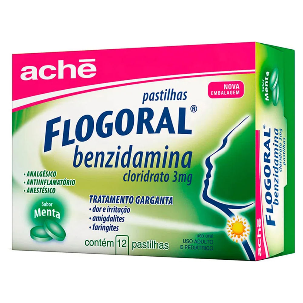 Thumbnail de FLOGORAL PASTILHA SABOR MENTA CAIXA COM 12 UNIDADES