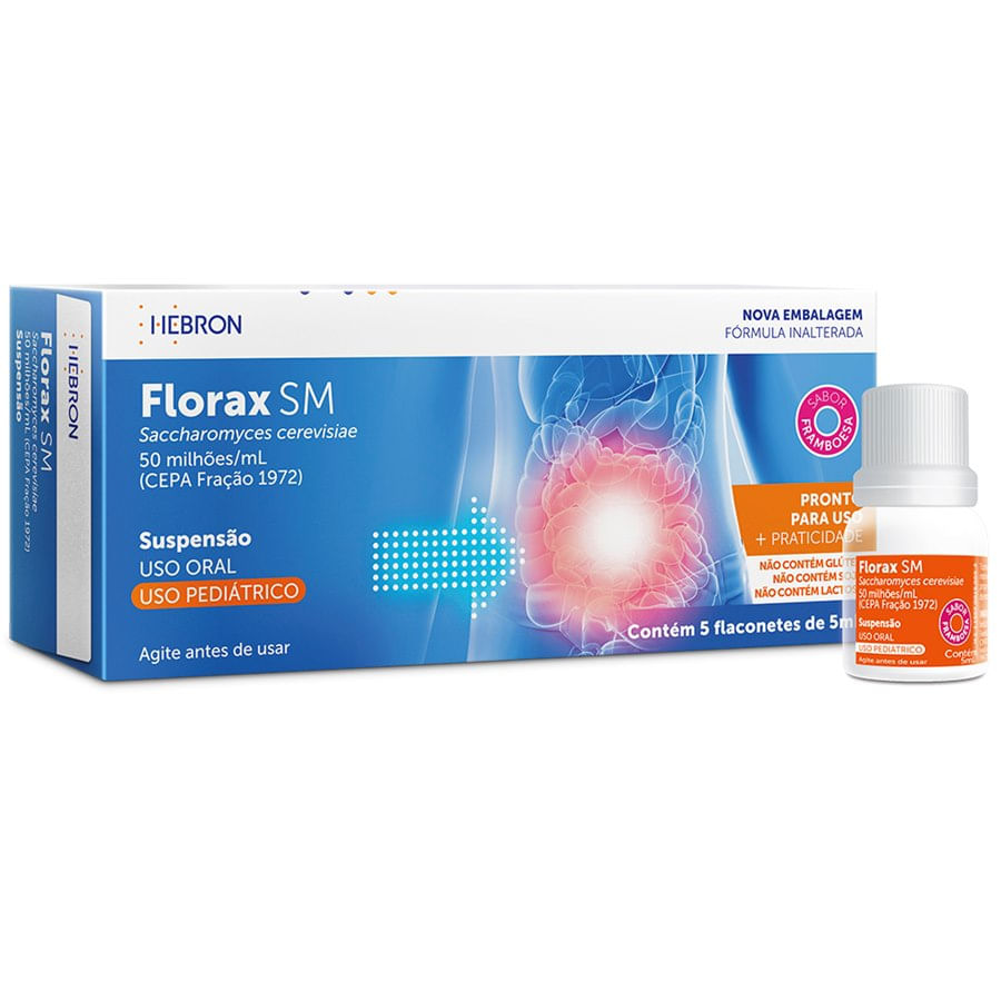 FLORAX PEDIATRICO CAIXA COM 5 FRASCOS DE 5ML