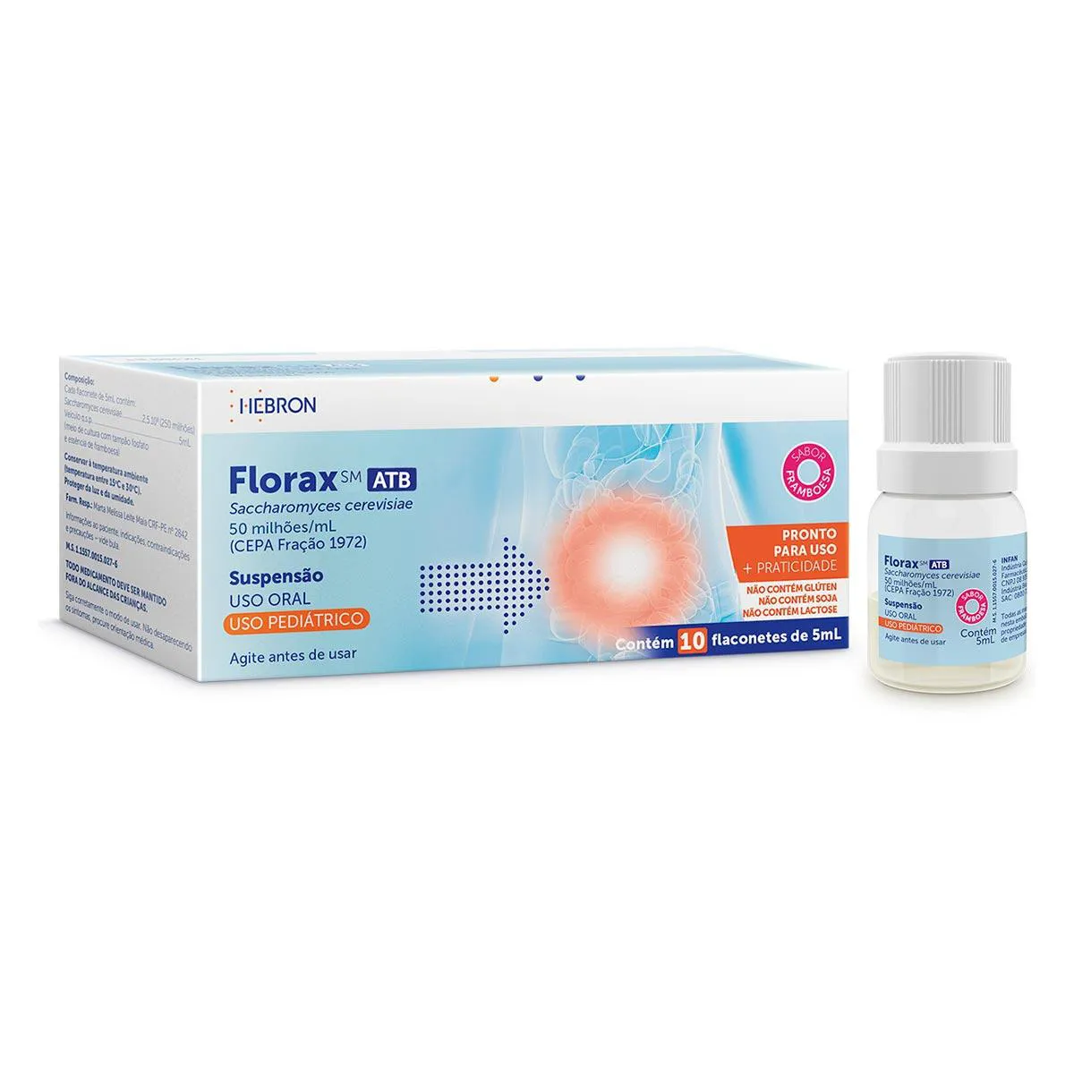 FLORAX SM PEDIATRICO SABOR FRAMBOESA SUSPENSAO ORAL CAIXA COM 10 FRASCOS DE 5ML