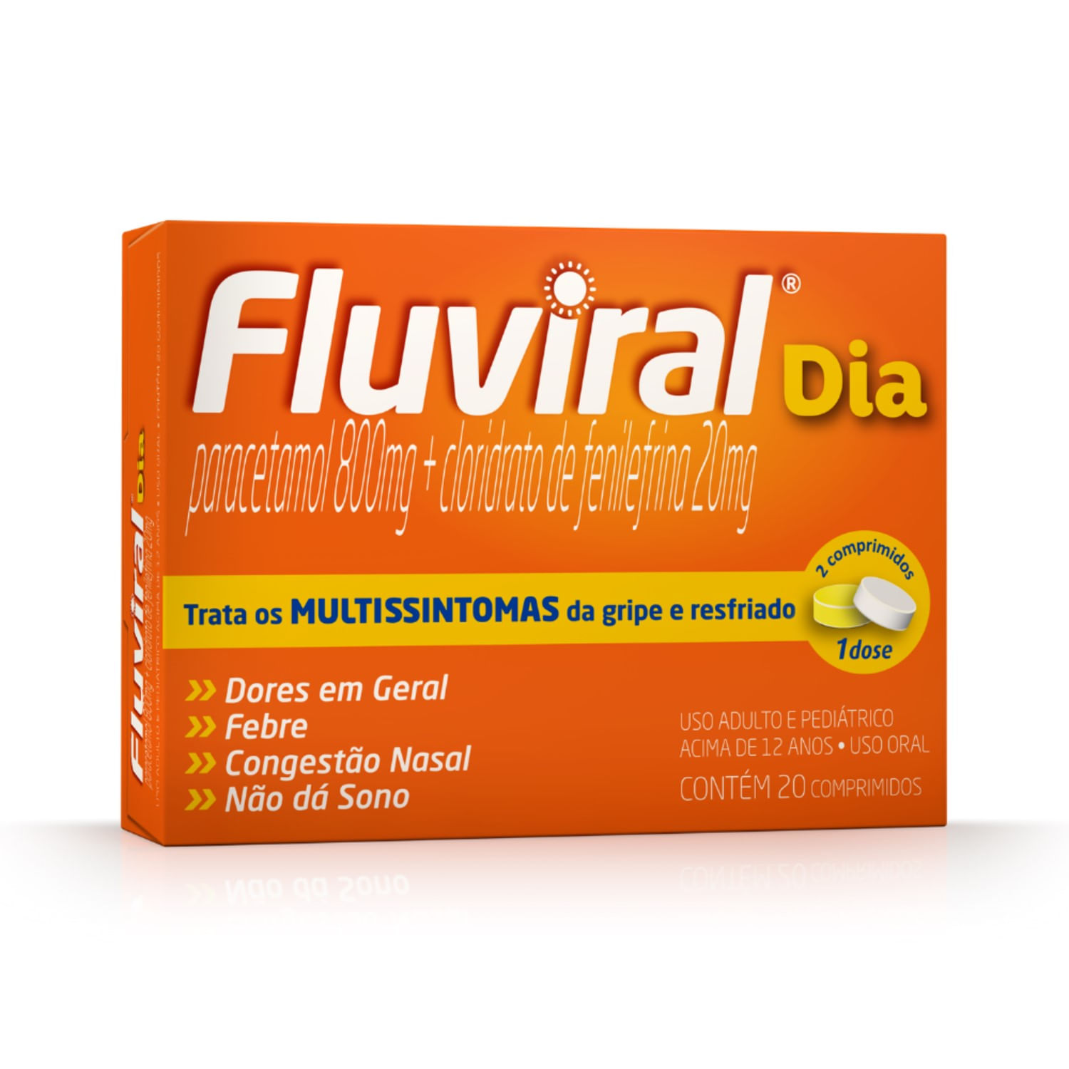 Thumbnail de FLUVIRAL DIA 800MG+20MG CAIXA COM 20 COMPRIMIDOS