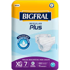 FRALDA DESCARTAVEL ADULTO BIGFRAL REGULAR PLUS TAMANHO XG COM 7 UNIDADES