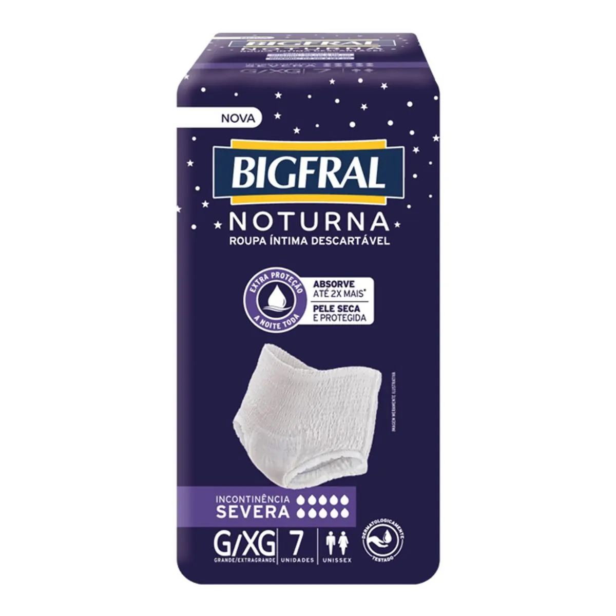 FRALDA DESCARTAVEL ADULTO BIGFRAL ROUPA INTIMA NOTURNA TAMANHO G/XG COM 7 UNIDADES