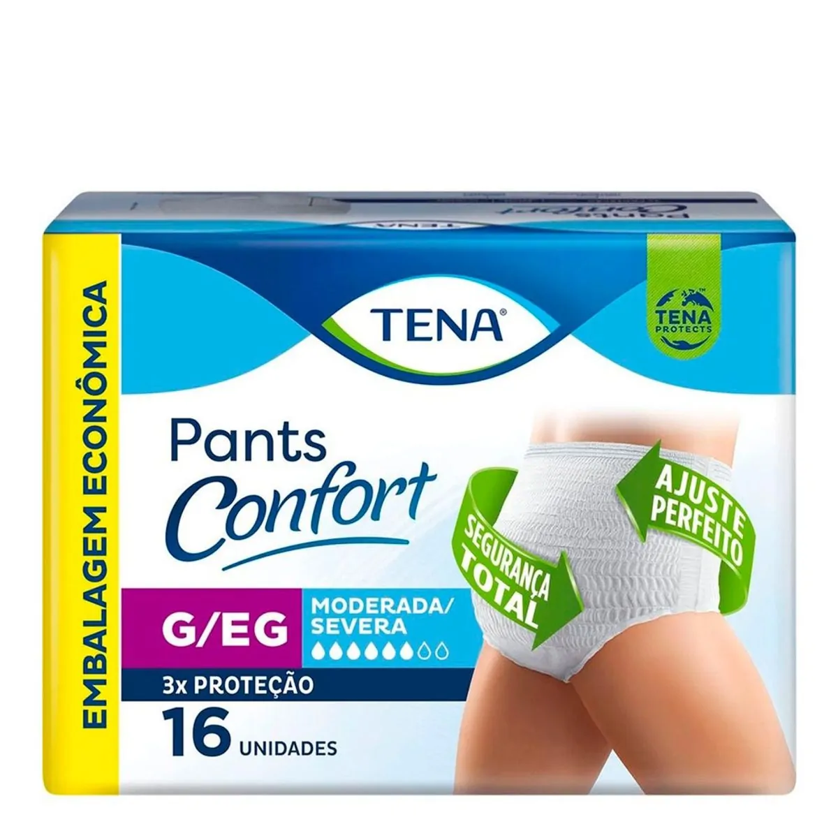 FRALDA DESCARTAVEL ADULTO TENA PANTS CONFORT TAMANHO G/EG COM 16 UNIDADES