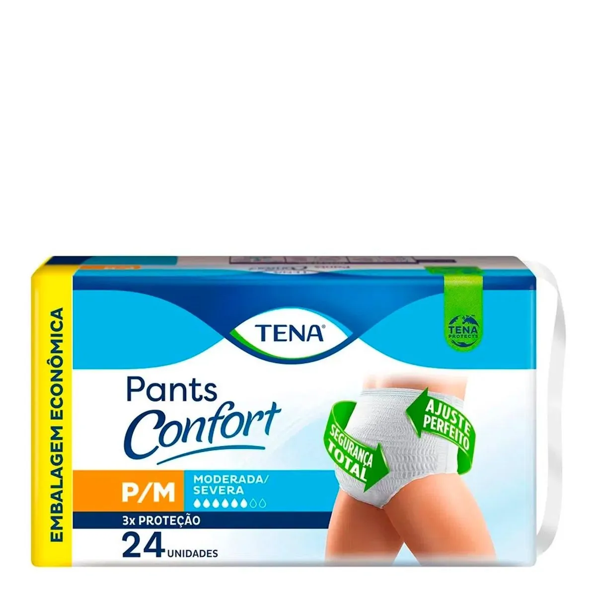 FRALDA DESCARTAVEL ADULTO TENA PANTS CONFORT TAMANHO P/M COM 24 UNIDADES