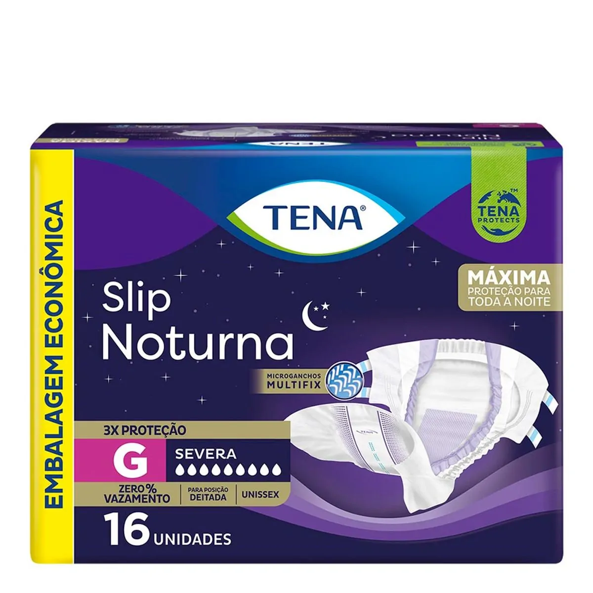 FRALDA DESCARTAVEL ADULTO TENA SLIP NOTURNA TAMANHO G COM 16 UNIDADES