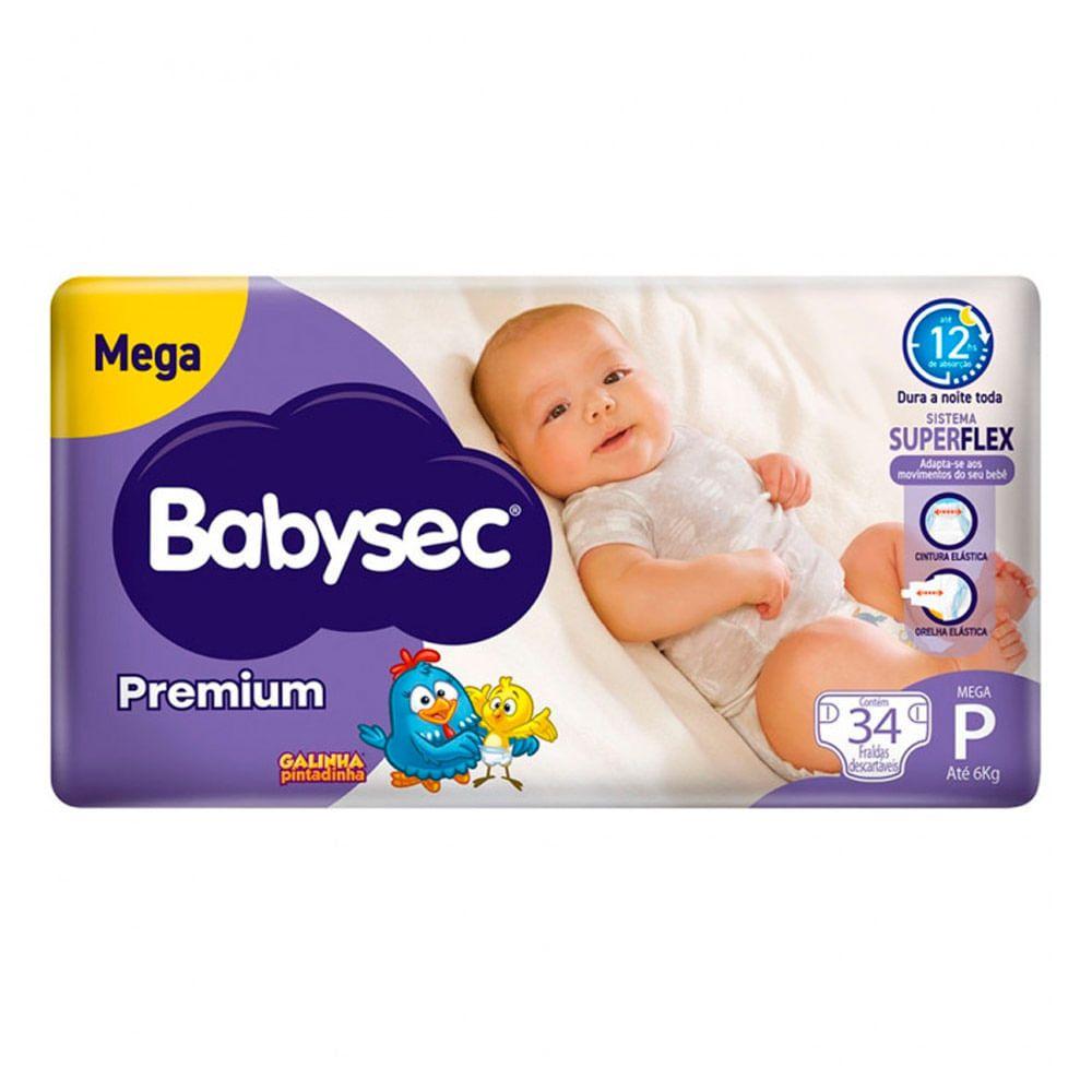 Thumbnail de FRALDA DESCARTAVEL BABYSEC PREMIUM MEGA TAMANHO P COM 34 UNIDADES