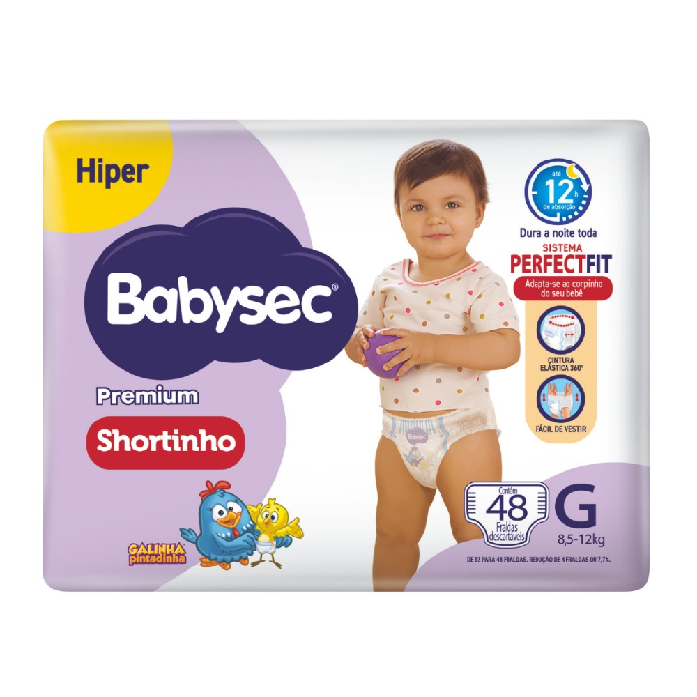FRALDA DESCARTAVEL BABYSEC SHORT HIPER TAMANHO G COM 52 UNIDADES