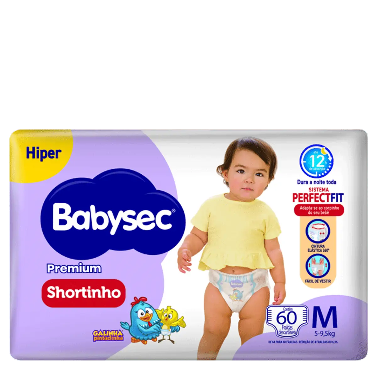 FRALDA DESCARTAVEL BABYSEC SHORT HIPER TAMANHO M COM 64 UNIDADES