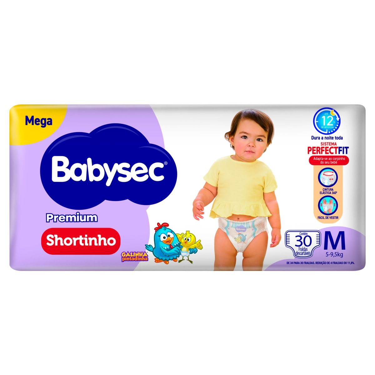 Thumbnail de FRALDA DESCARTAVEL BABYSEC SHORT MEGA TAMANHO M COM 30 UNIDADES