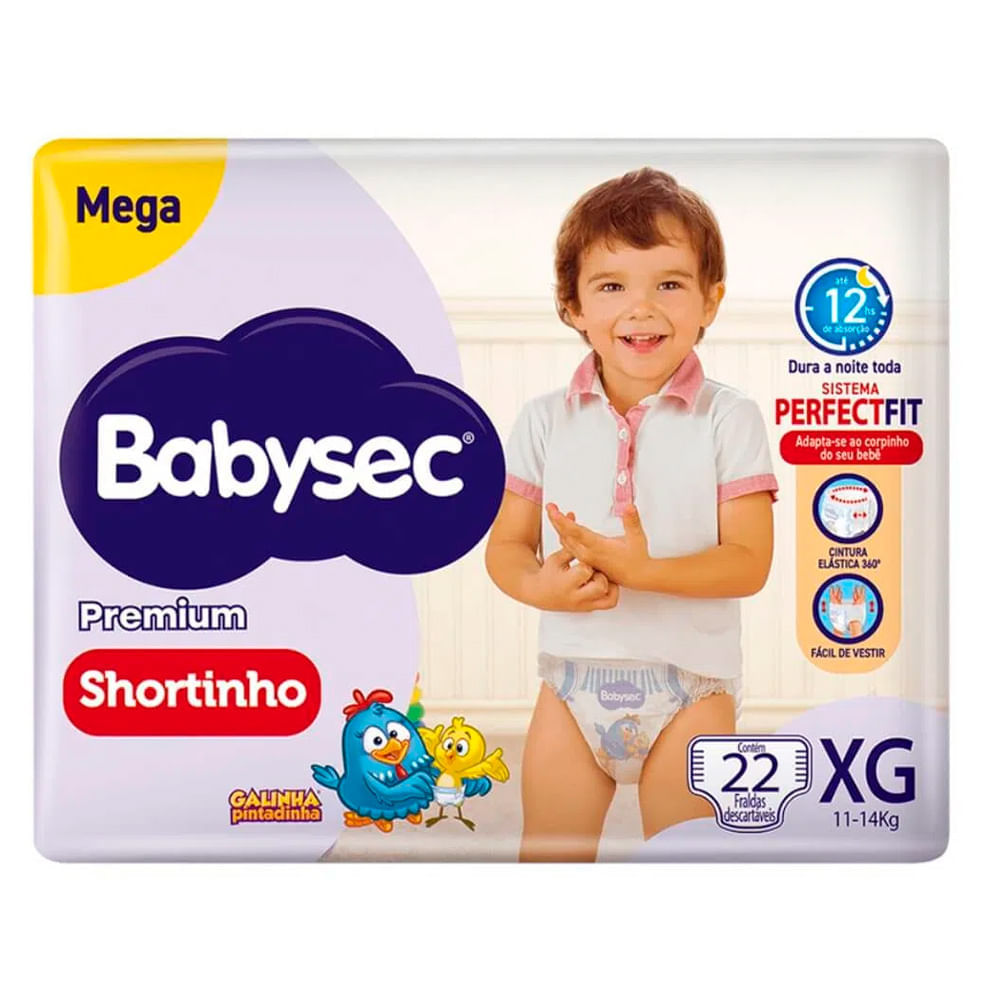 Thumbnail de FRALDA DESCARTAVEL BABYSEC SHORT MEGA TAMANHO XG COM 22 UNIDADES