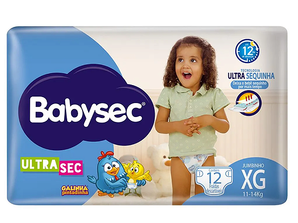 FRALDA DESCARTAVEL BABYSEC TAMANHO XG COM 12 UNIDADES
