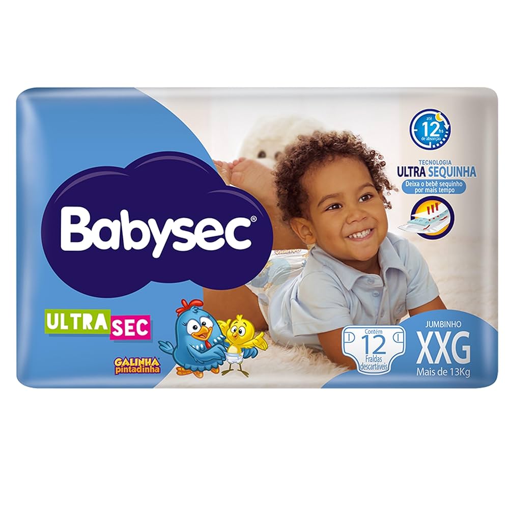 FRALDA DESCARTAVEL BABYSEC ULTRA GALINHA PINTADINHA TAMANHO XXG COM 12 UNIDADES