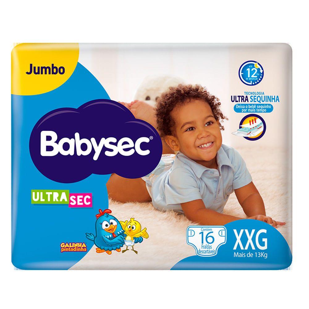 FRALDA DESCARTAVEL BABYSEC ULTRA JUMBO TAMANHO XXG COM 16 UNIDADES