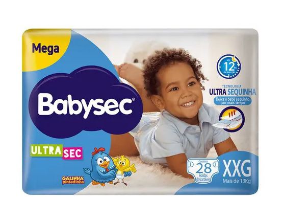 FRALDA DESCARTAVEL BABYSEC ULTRA MEGA TAMANHO XXG COM 28 UNIDADES