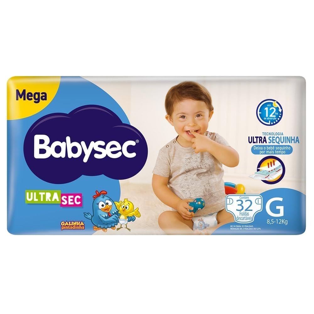 FRALDA DESCARTAVEL BABYSEC ULTRA SEC TAMANHO G COM 32 UNIDADES