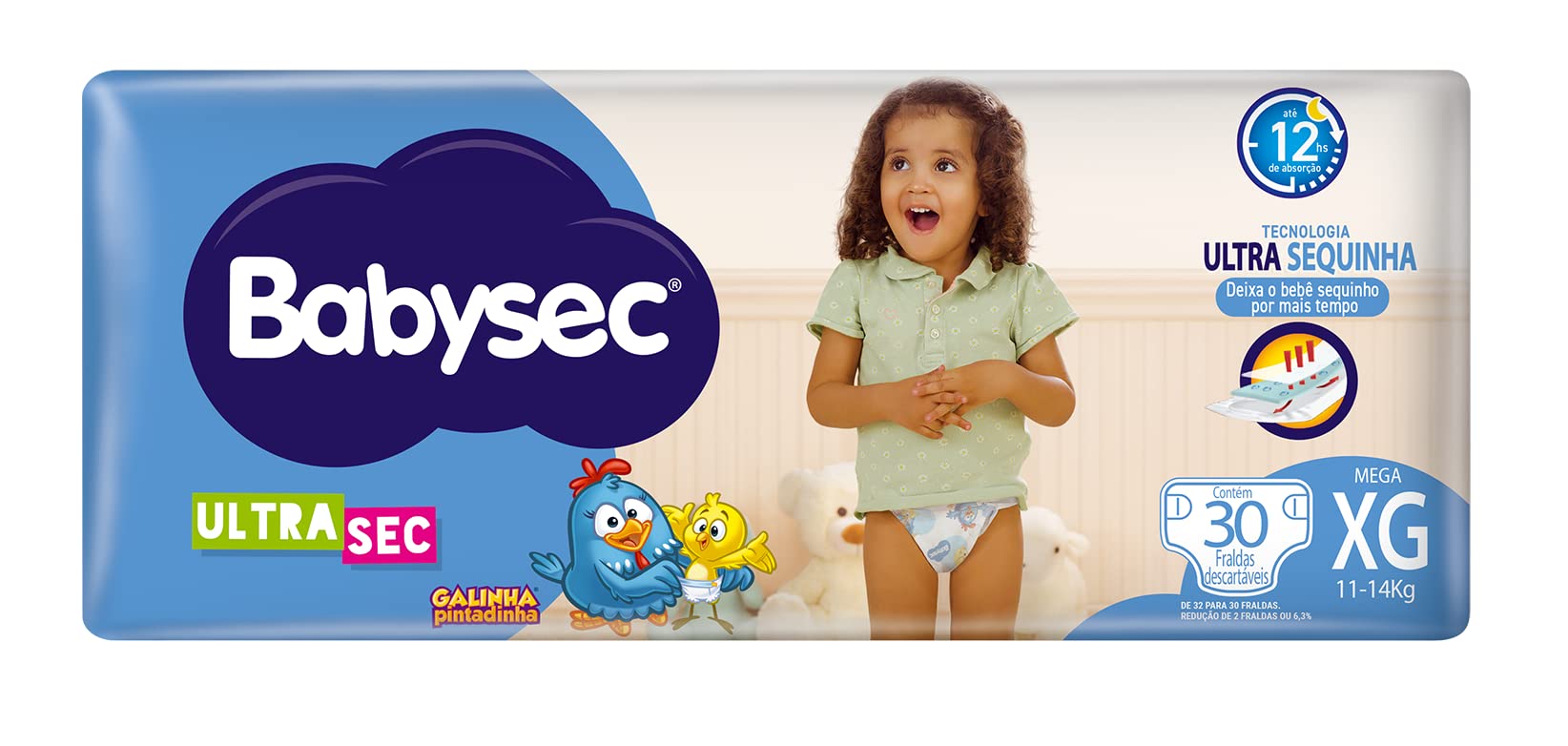 FRALDA DESCARTAVEL BABYSEC ULTRA SEC TAMANHO XG COM 30 UNIDADES