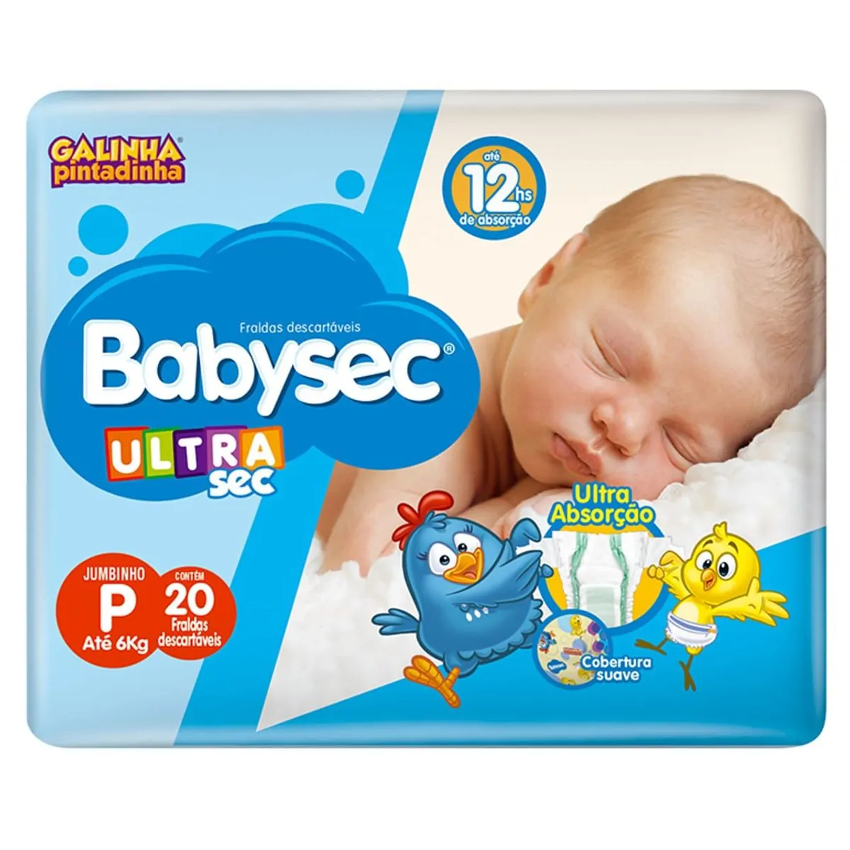 FRALDA DESCARTAVEL BABYSEC ULTRA TAMANHO P COM 20 UNIDADES