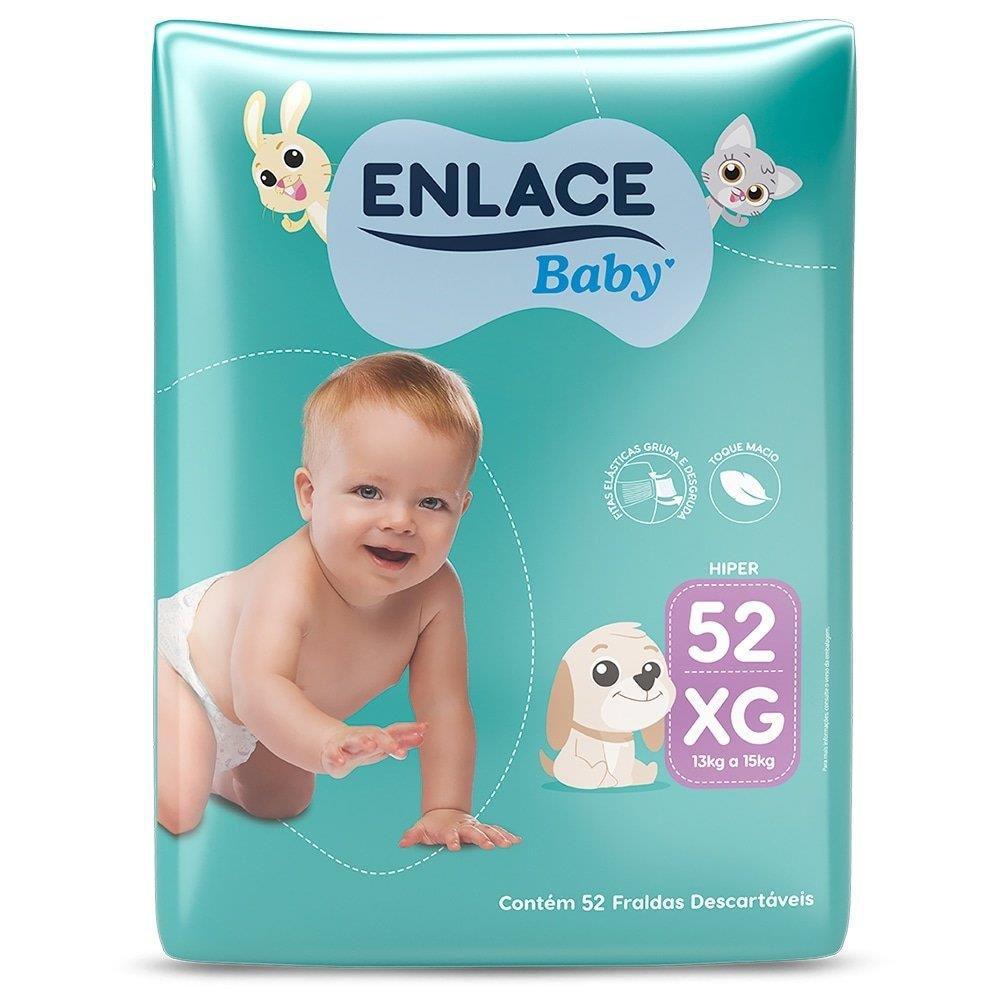 FRALDA DESCARTAVEL ENLACE BABY HIPER TAMANHO XG COM 52 UNIDADES