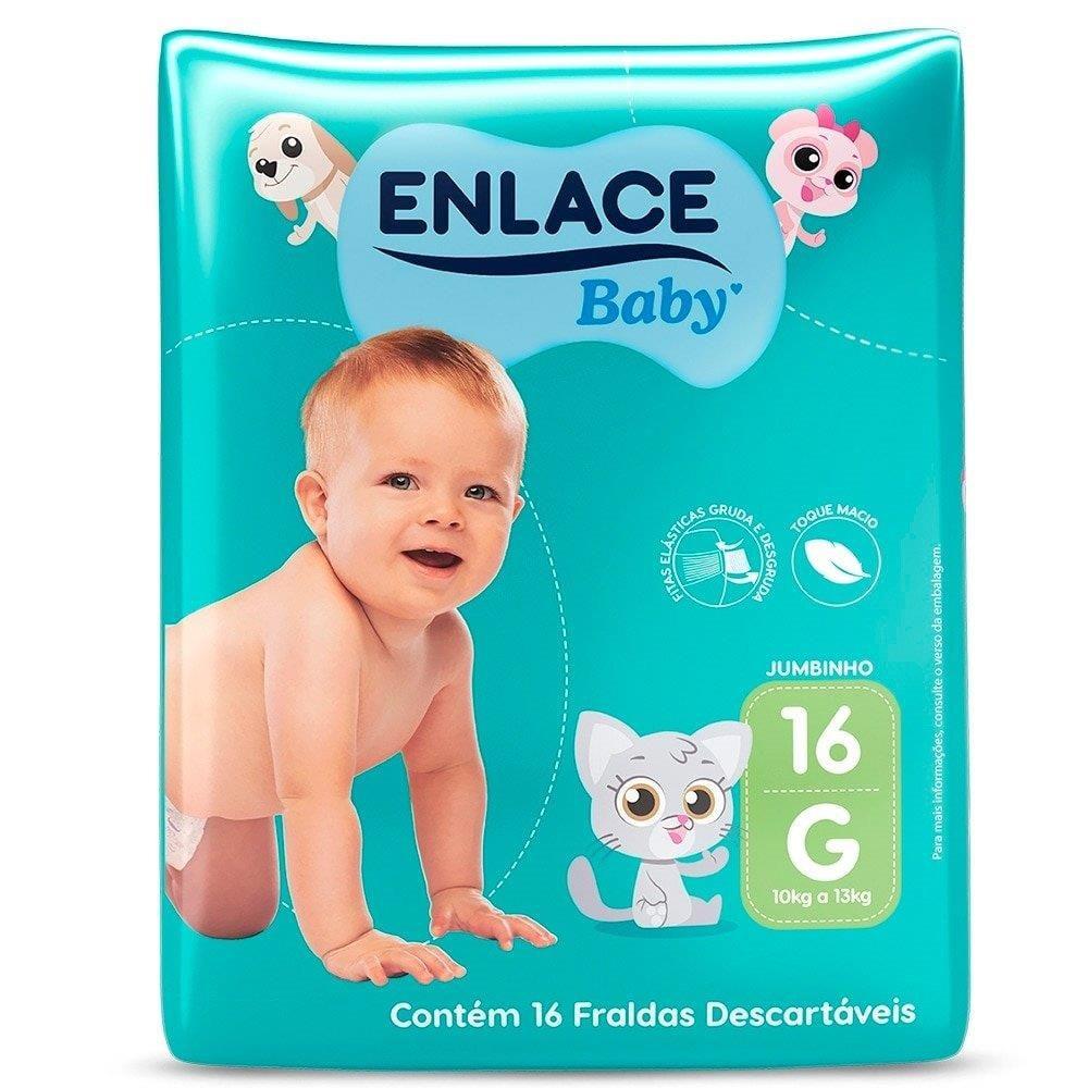 FRALDA DESCARTAVEL ENLACE BABY JUMBINHO TAMANHO G COM 16 UNIDADES