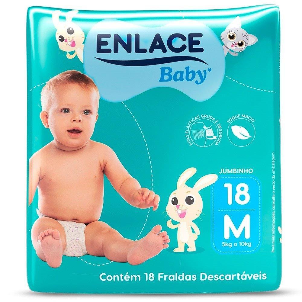 FRALDA DESCARTAVEL ENLACE BABY JUMBINHO TAMANHO M COM 18 UNIDADES