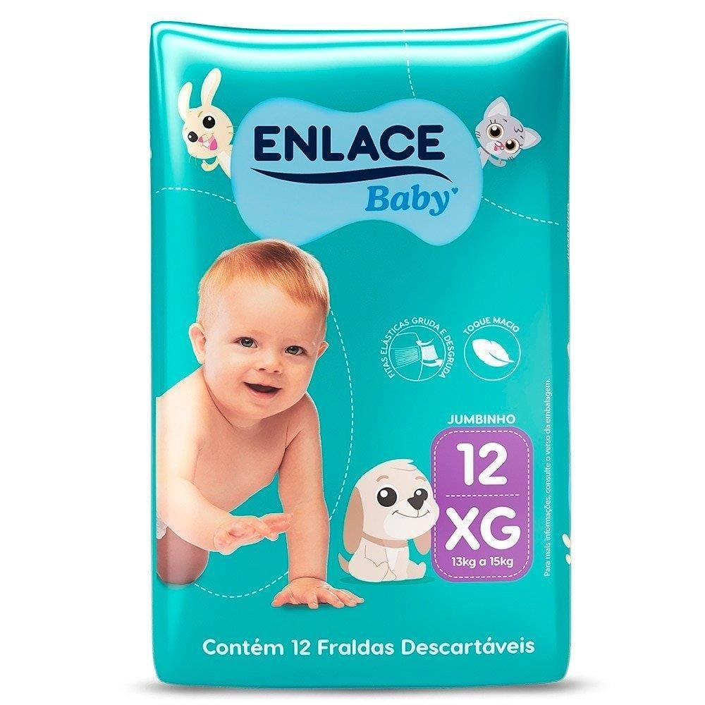 FRALDA DESCARTAVEL ENLACE BABY JUMBINHO TAMANHO XG COM 12 UNIDADES