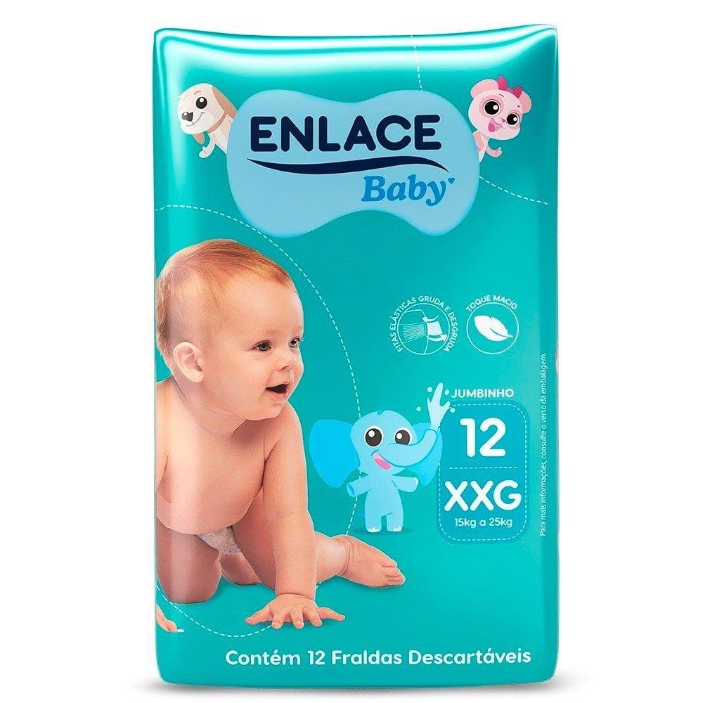 FRALDA DESCARTAVEL ENLACE BABY JUMBINHO TAMANHO XXG COM 12 UNIDADES