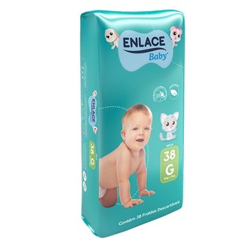 FRALDA DESCARTAVEL ENLACE BABY MEGA TAMANHO G COM 38 UNIDADES