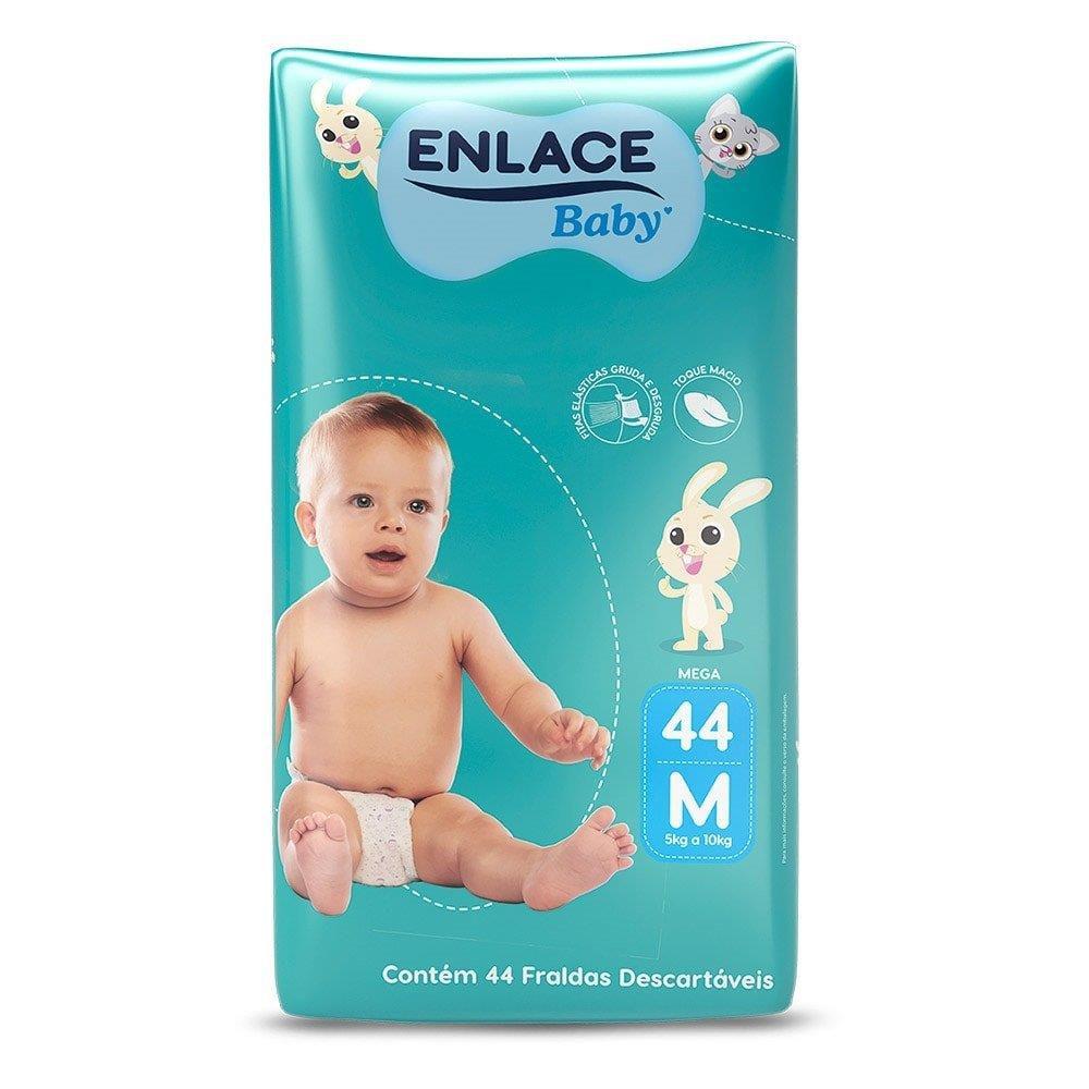 FRALDA DESCARTAVEL ENLACE BABY MEGA TAMANHO M COM 44 UNIDADES