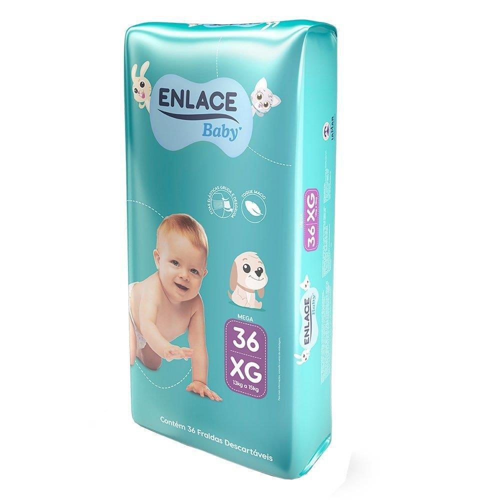 FRALDA DESCARTAVEL ENLACE BABY MEGA TAMANHO XG COM 36 UNIDADES