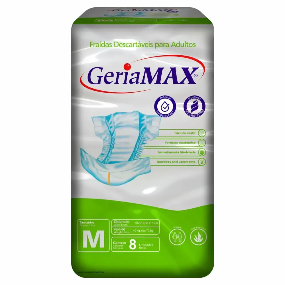 FRALDA DESCARTAVEL GERIATRICA GERIAMAX TAMANHO M COM 8 UNIDADES