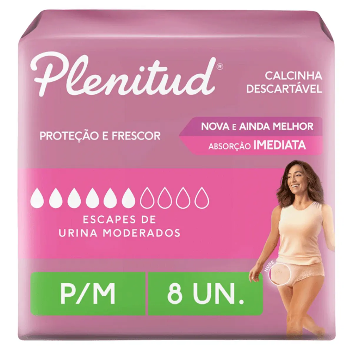 FRALDA DESCARTAVEL GERIATRICA PLENITUD ACTIVE MULHER TAMANHO P/M COM 8 UNIDADES