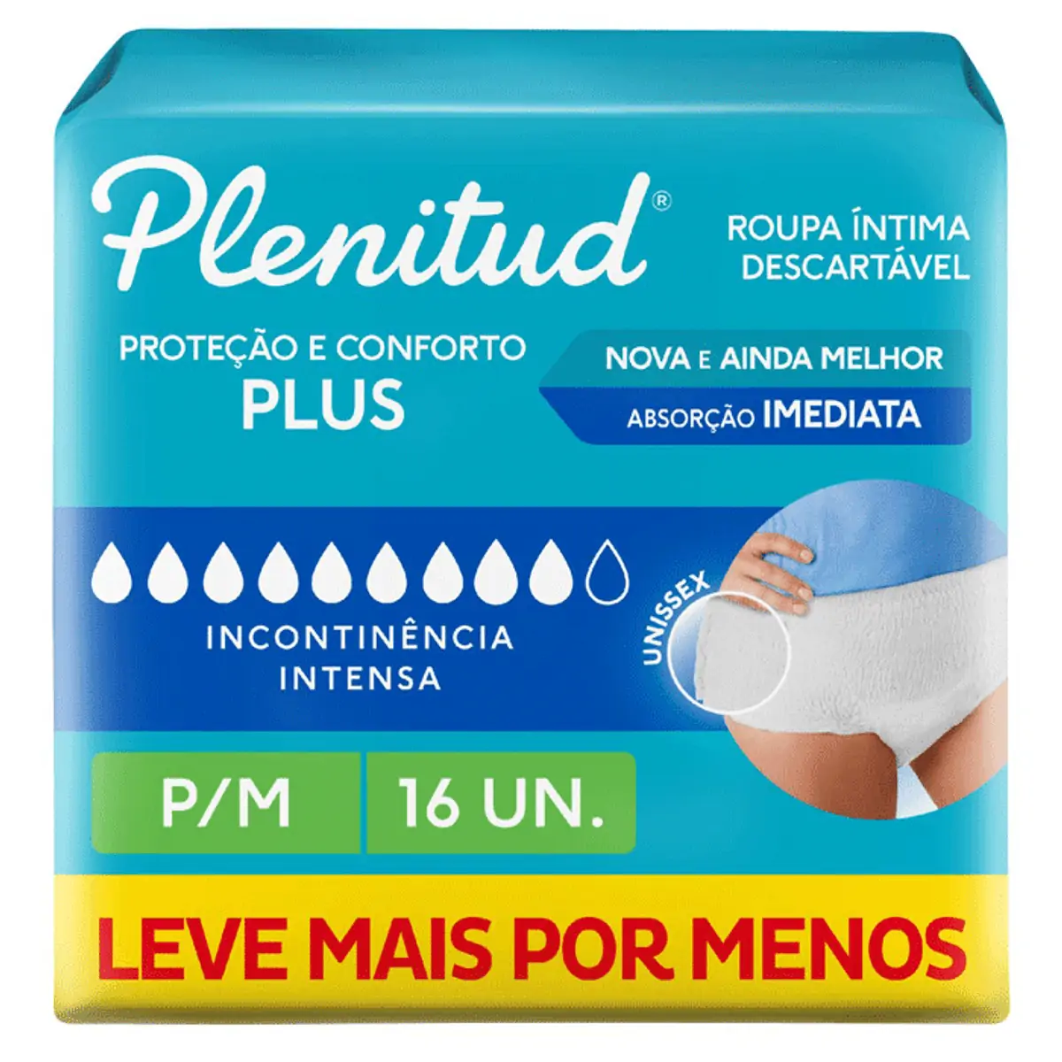 FRALDA DESCARTAVEL GERIATRICA PLENITUD PROTECAO PLUS TAMANHO P/M COM 16 UNIDADES