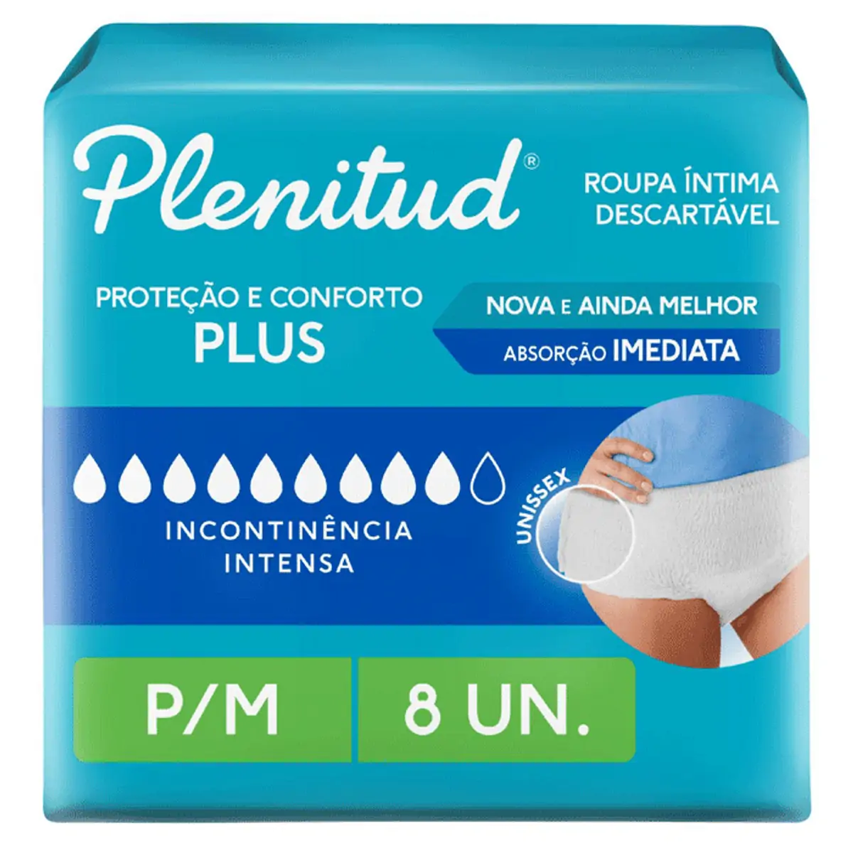 FRALDA DESCARTAVEL GERIATRICA PLENITUD PROTECAO PLUS TAMANHO P/M COM 8 UNIDADES