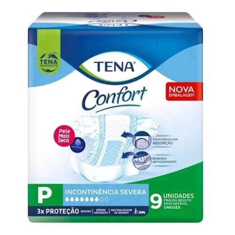 FRALDA DESCARTAVEL GERIATRICA TENA CONFORT TAMANHO P COM 9 UNIDADES