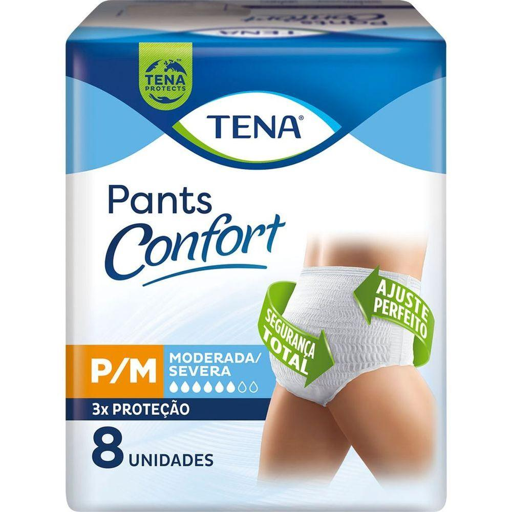 FRALDA DESCARTAVEL GERIATRICA TENA PANTS CONFORT REGULAR TAMANHO P/M COM 8 UNIDADES