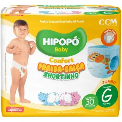 FRALDA DESCARTAVEL HIPOPO ROUPINHA CONFORT JUMBO TAMANHO XG COM 26 UNIDADES