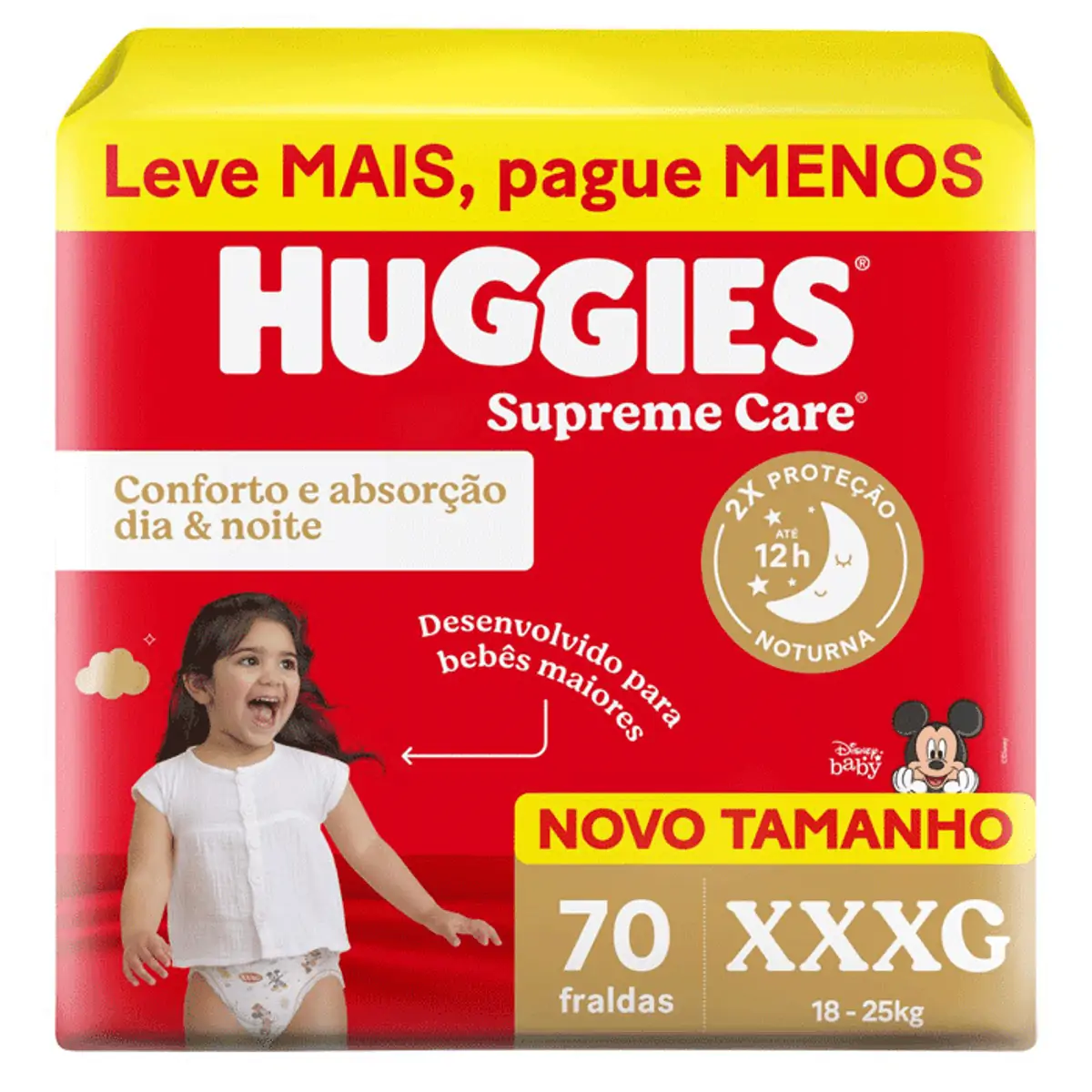 FRALDA DESCARTAVEL HUGGIES SUPREME CARE TAMANHO XXXG COM 70 UNIDADES