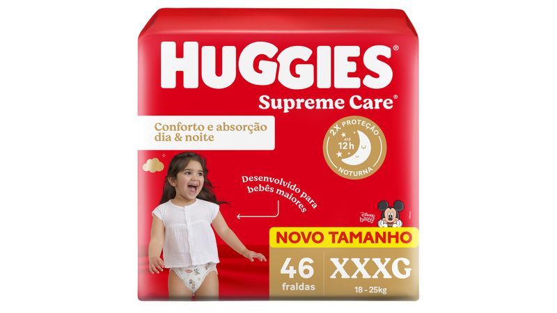 FRALDA DESCARTAVEL HUGGIES SUPREME CARE TAMANHO XXXL COM 46 UNIDADES