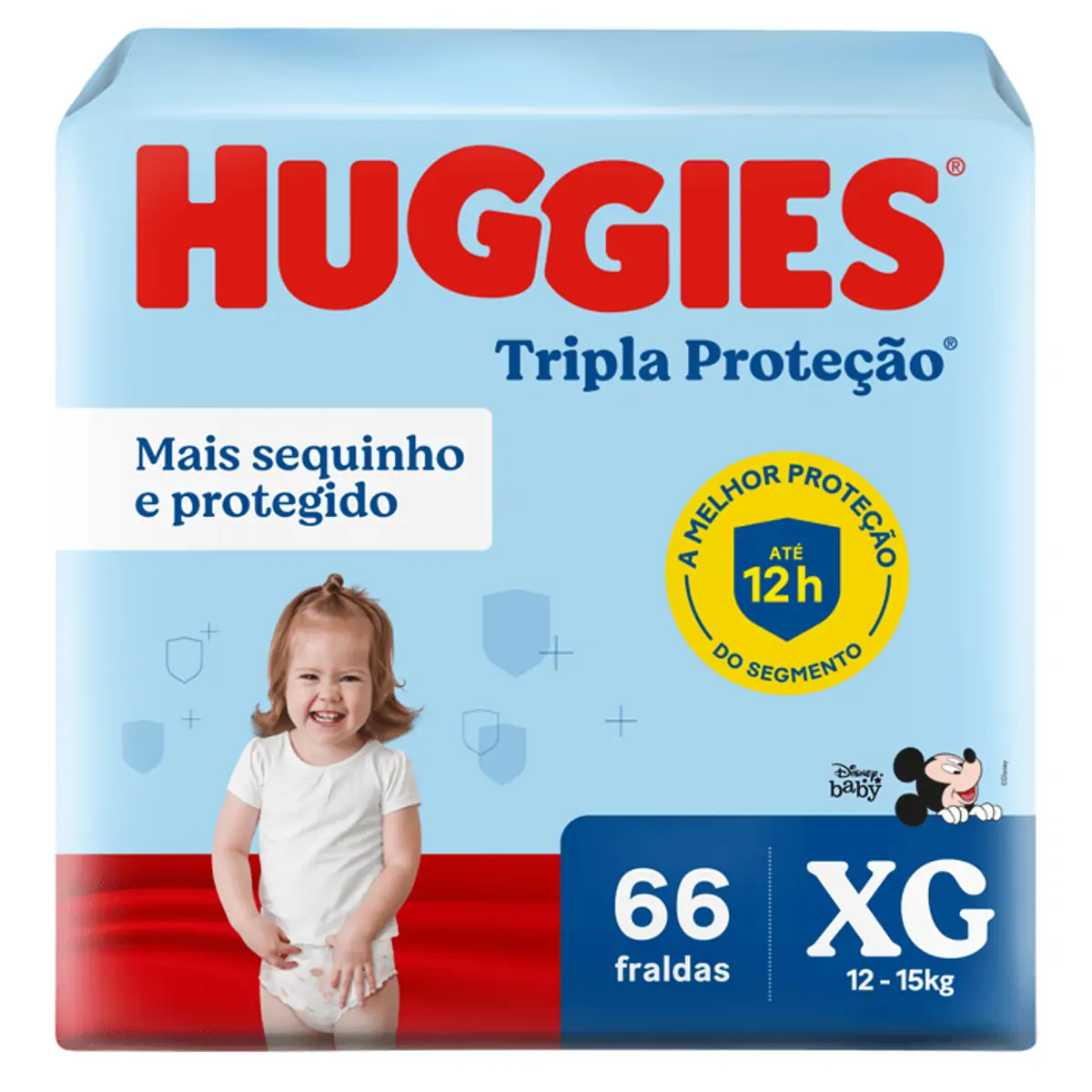 FRALDA DESCARTAVEL HUGGIES TRIPLA PROTECAO HIPER TAMANHO XG COM 66 UNIDADES