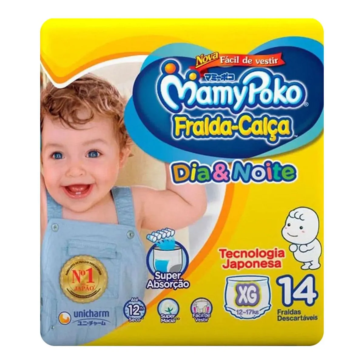 FRALDA DESCARTAVEL MAMYPOKO CALCA DIA E NOITE REGULAR TAMANHO XG COM 14 UNIDADES