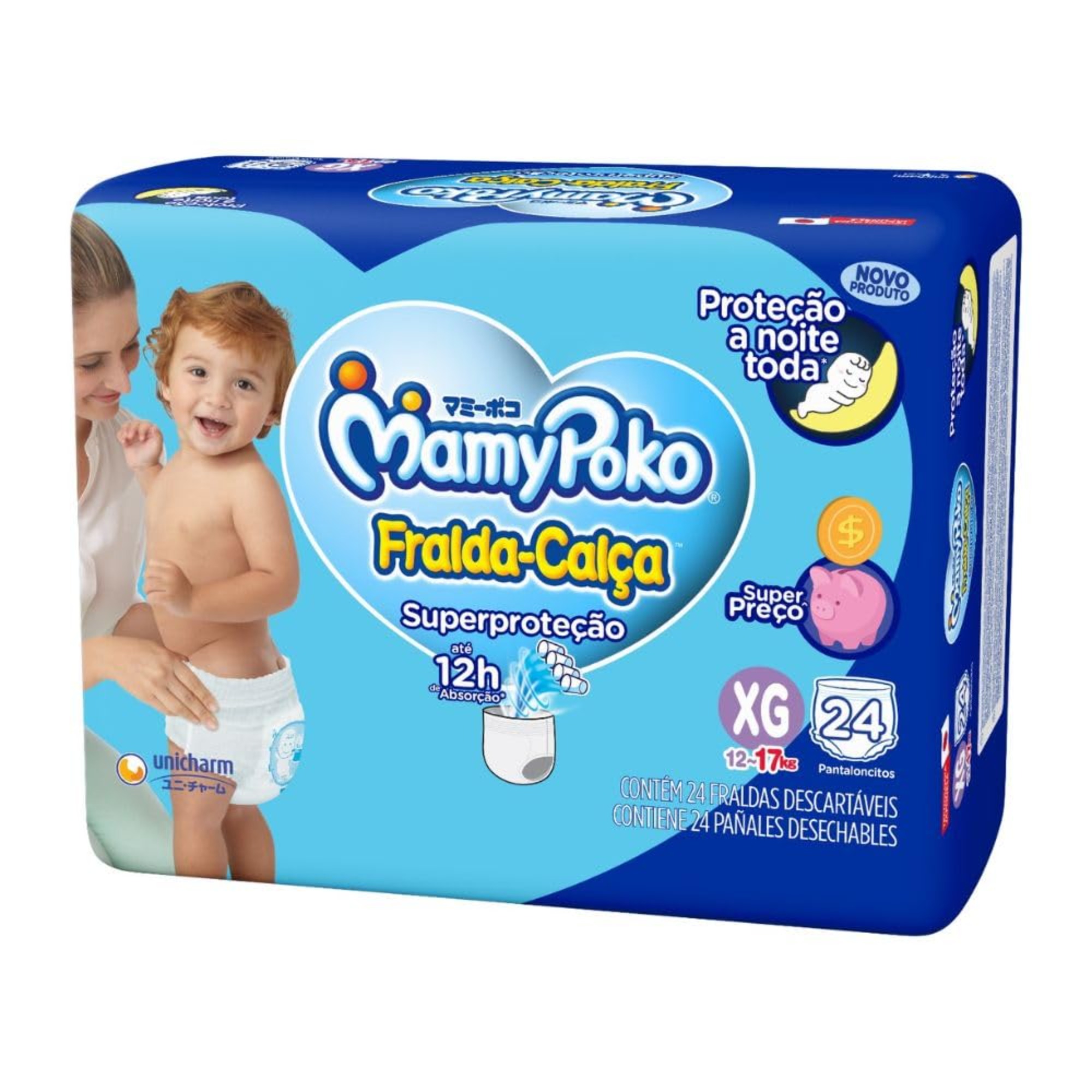 FRALDA DESCARTAVEL MAMYPOKO CALCA SUPER PROTECAO JUMBO TAMANHO XG COM 24 UNIDADES