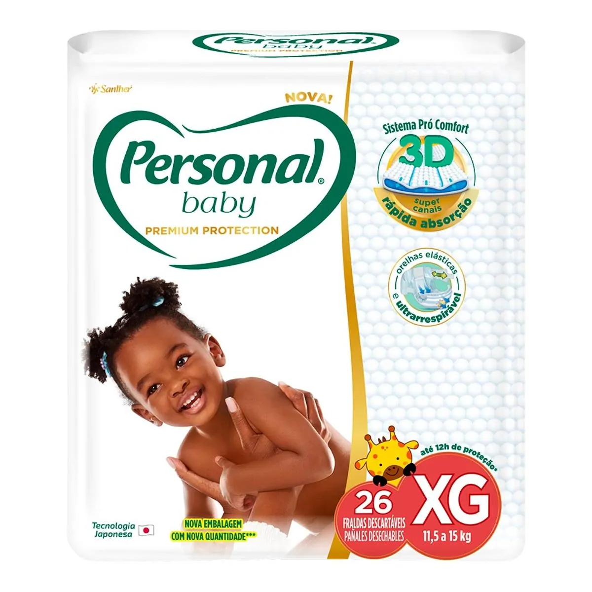 FRALDA DESCARTAVEL PERSONAL PREMIUM MEGA TAMANHO XG COM 26 UNIDADES