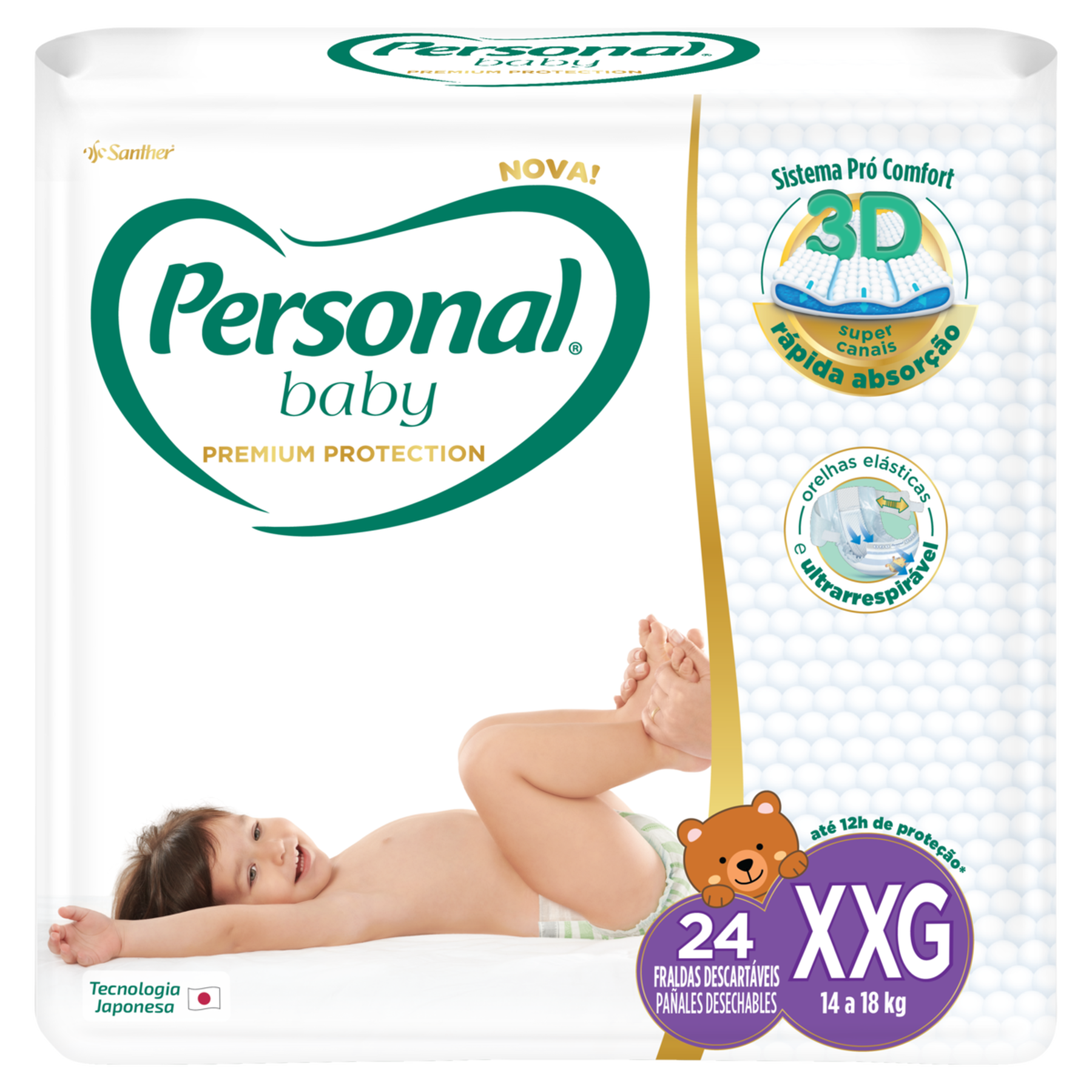 FRALDA DESCARTAVEL PERSONAL PREMIUM MEGA TAMANHO XXG COM 24 UNIDADES