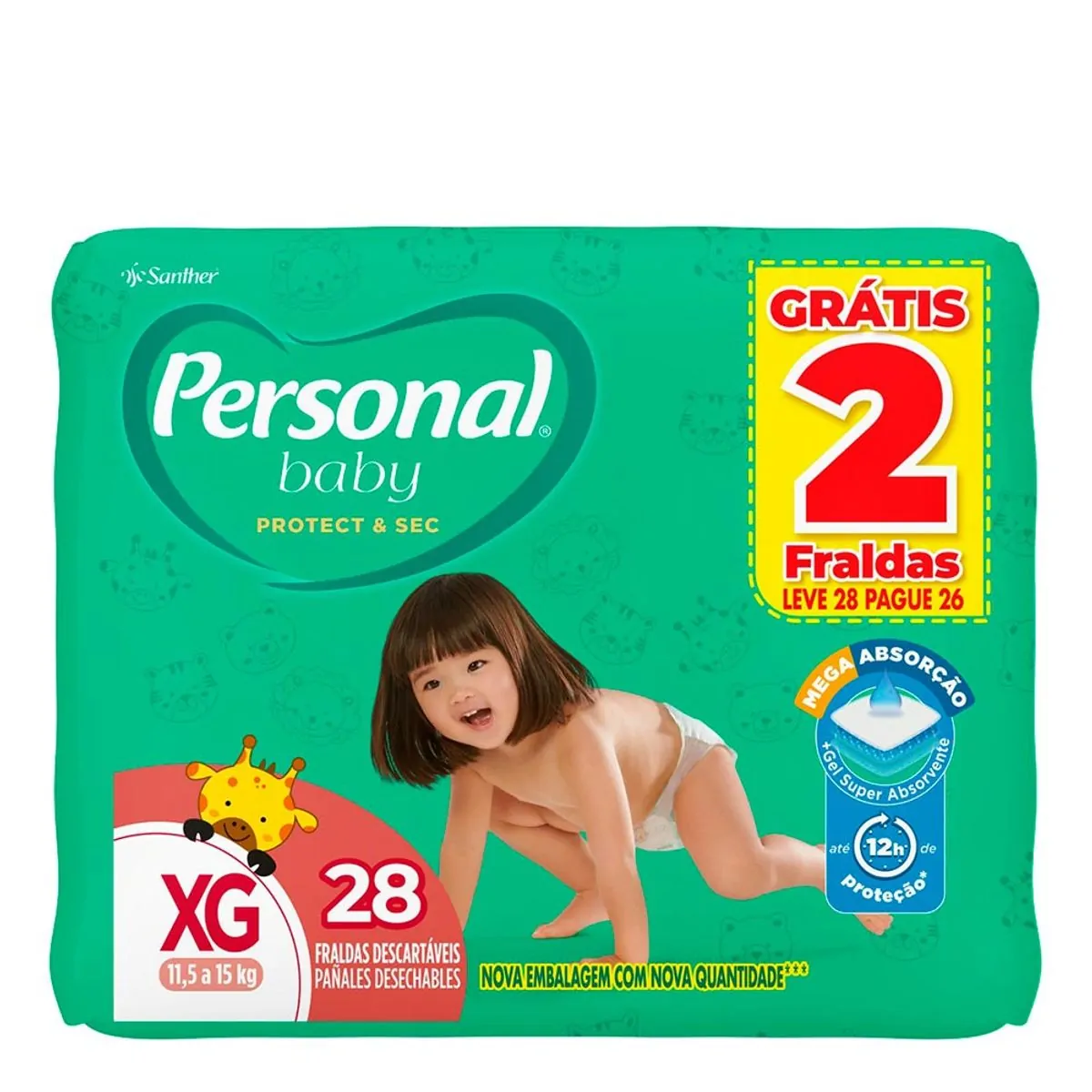 FRALDA DESCARTAVEL PERSONAL PROTECT PANTS JUMBO TAMANHO XG COM 28 UNIDADES