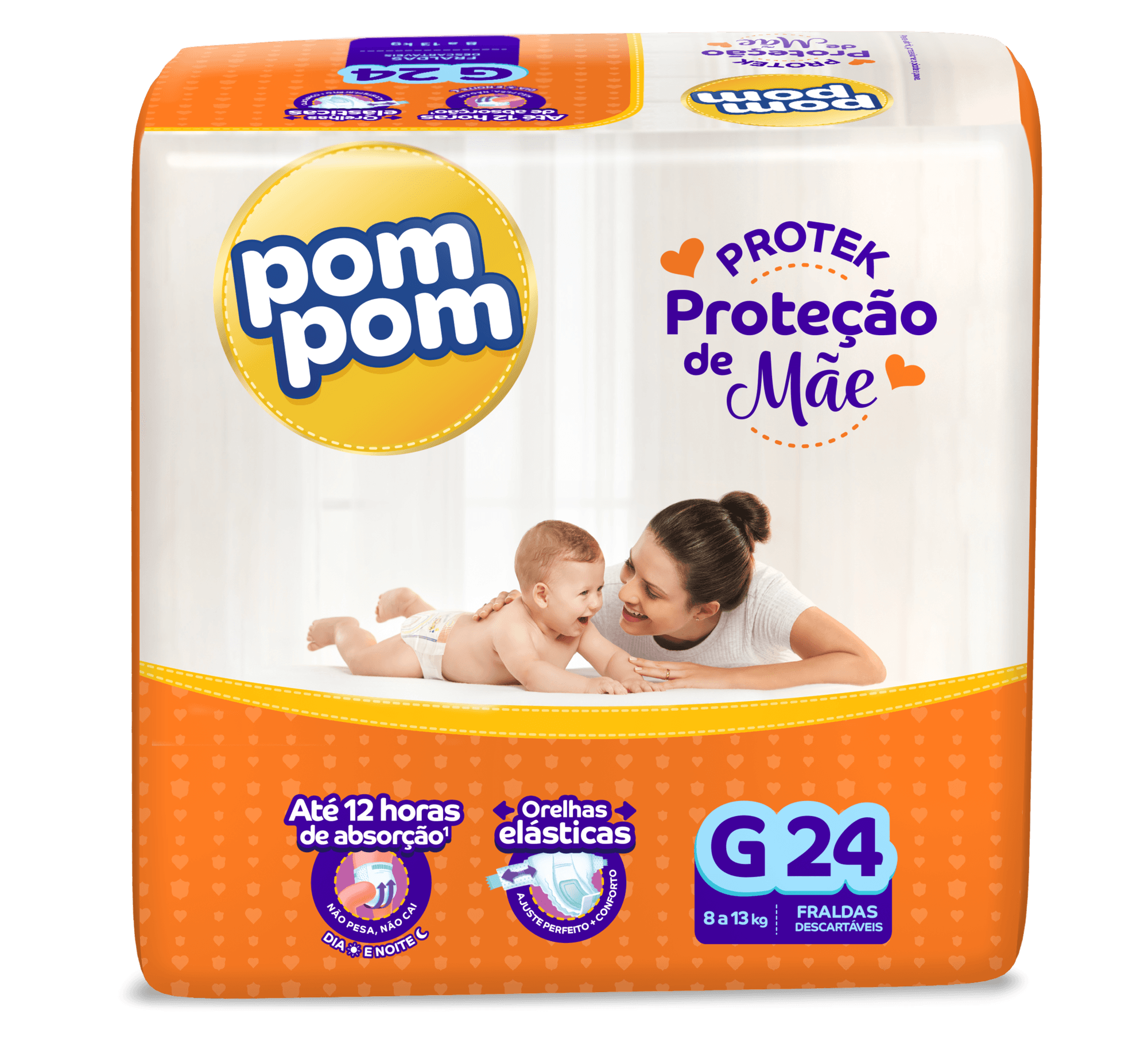 FRALDA DESCARTAVEL POMPOM CLASSIC JUMBINHO TAMANHO G COM 24 UNIDADES