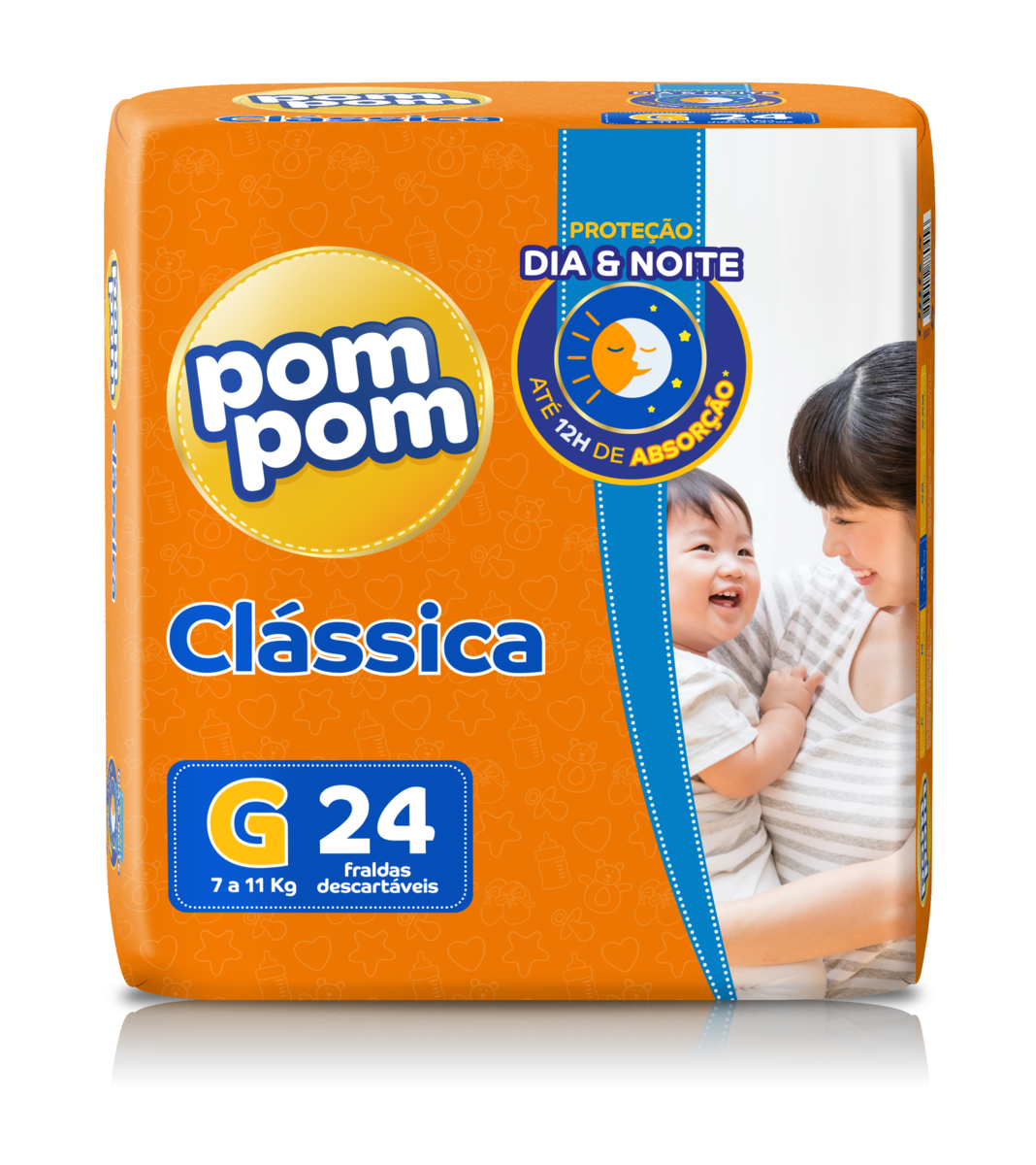 FRALDA DESCARTAVEL POMPOM DERMA PROTEK JUMBINHO TAMANHO G COM 24 UNIDADES