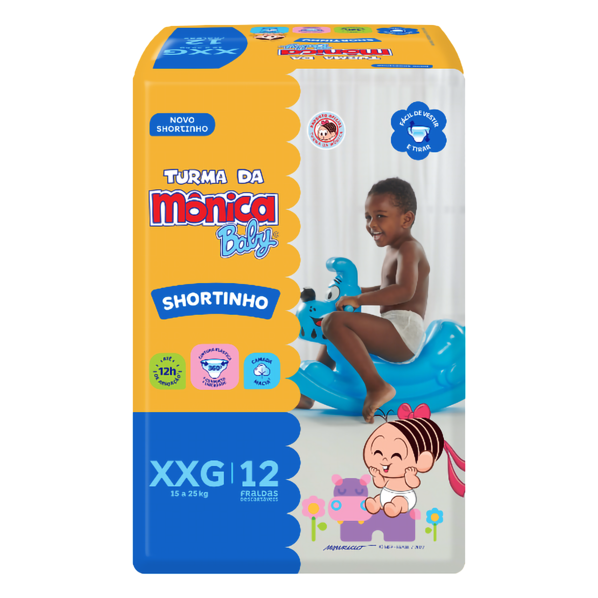 FRALDA DESCARTAVEL TURMA DA MONICA SHORT JUMBO TAMANHO XXG COM 12 UNIDADES