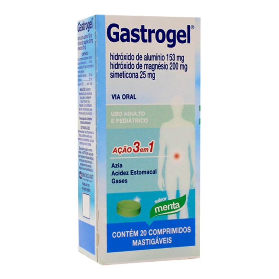 GASTROGEL TABS SABOR MENTA CAIXA COM 20 COMPRIMIDOS MASTIGAVEIS