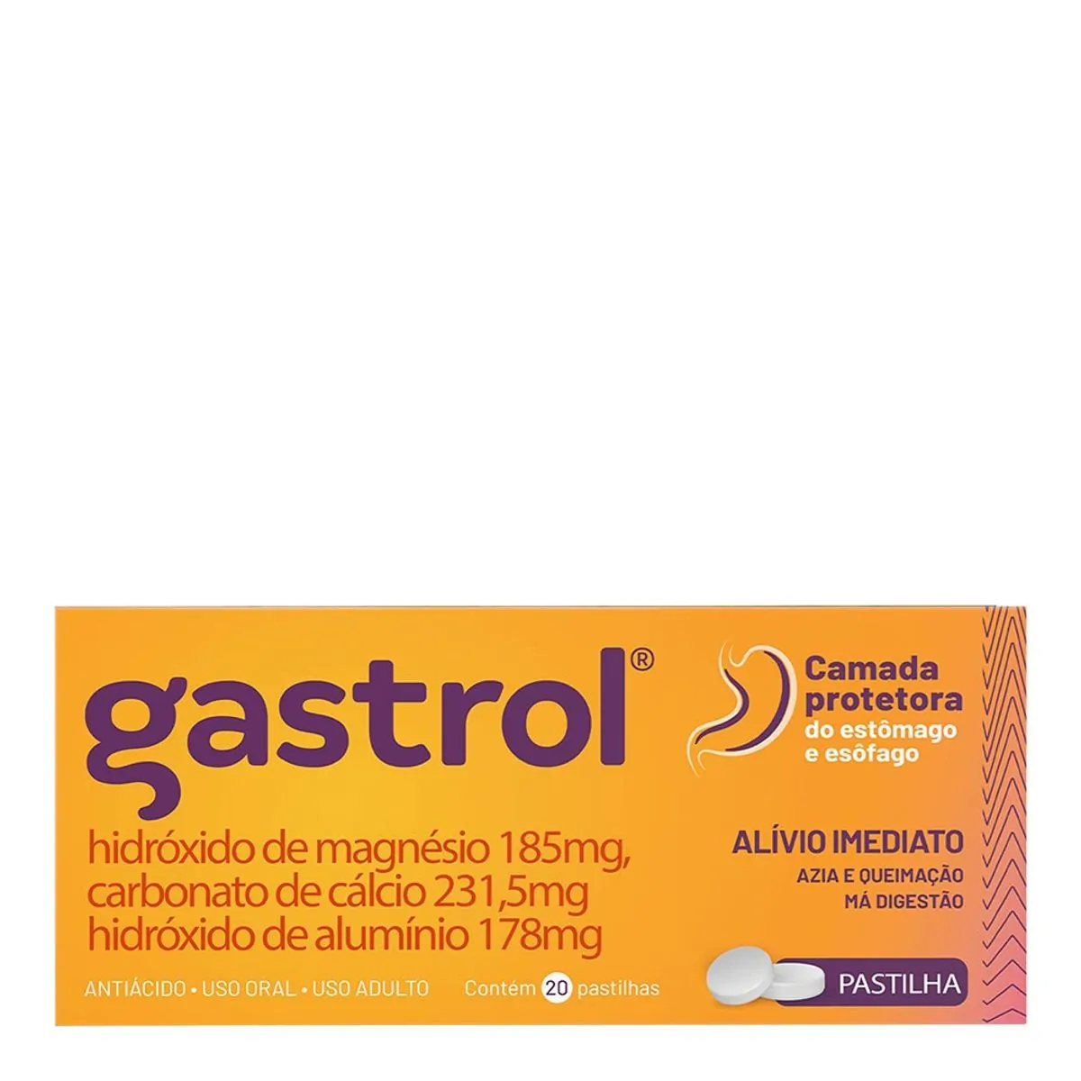 GASTROL 37MG+47MG+35,6MG NEO QUIMICA CAIXA COM 20 PASTILHAS MASTIGAVEIS